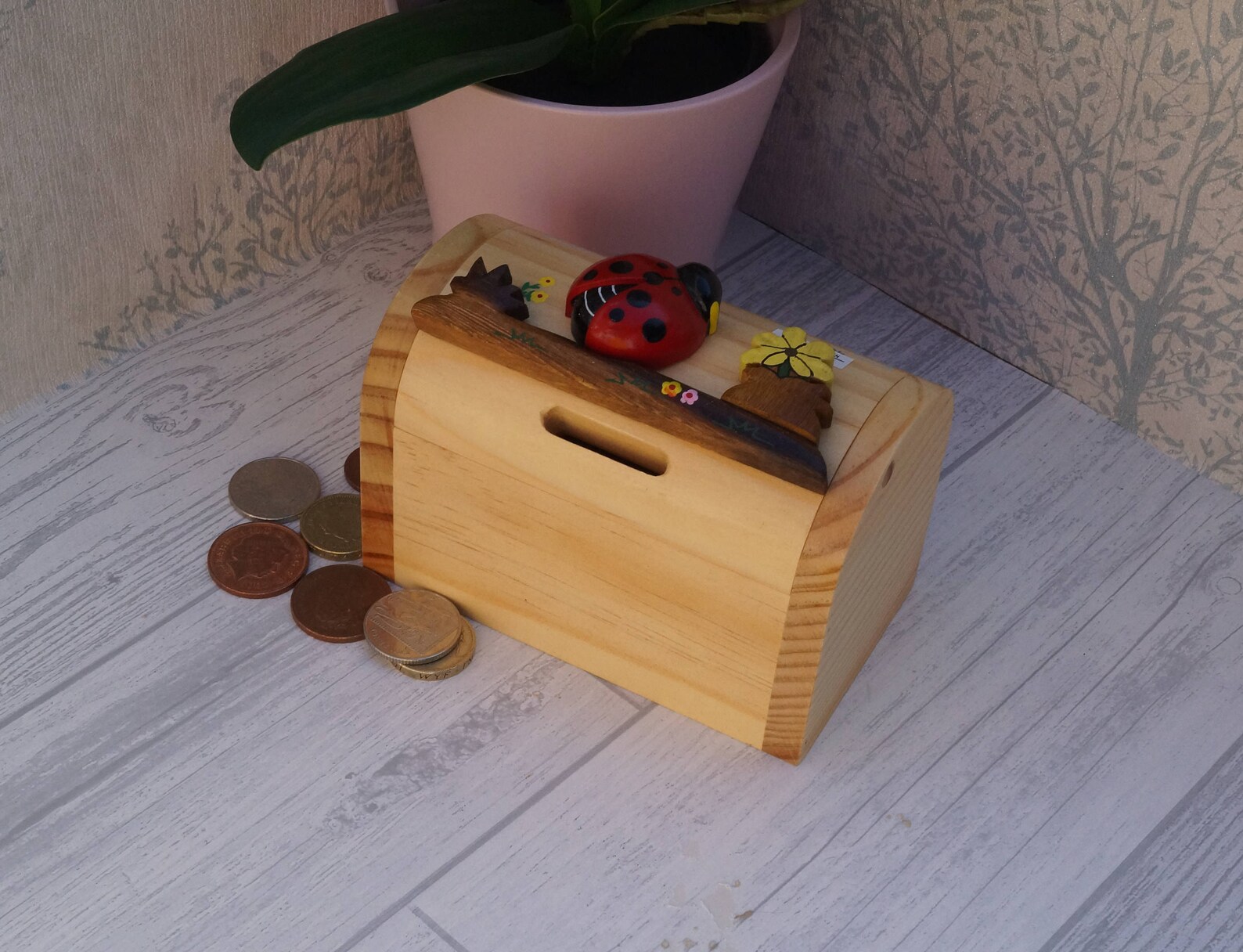 Caja de dinero de madera de los niños caja de dinero Etsy