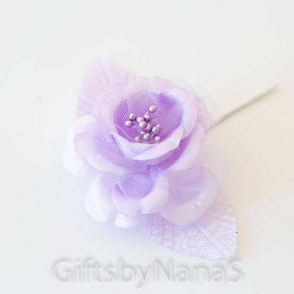 Purple flower, Light purple large craft flower, hair piece flower, lavender craft flowers, large craft flower, rose with stamens and leaves