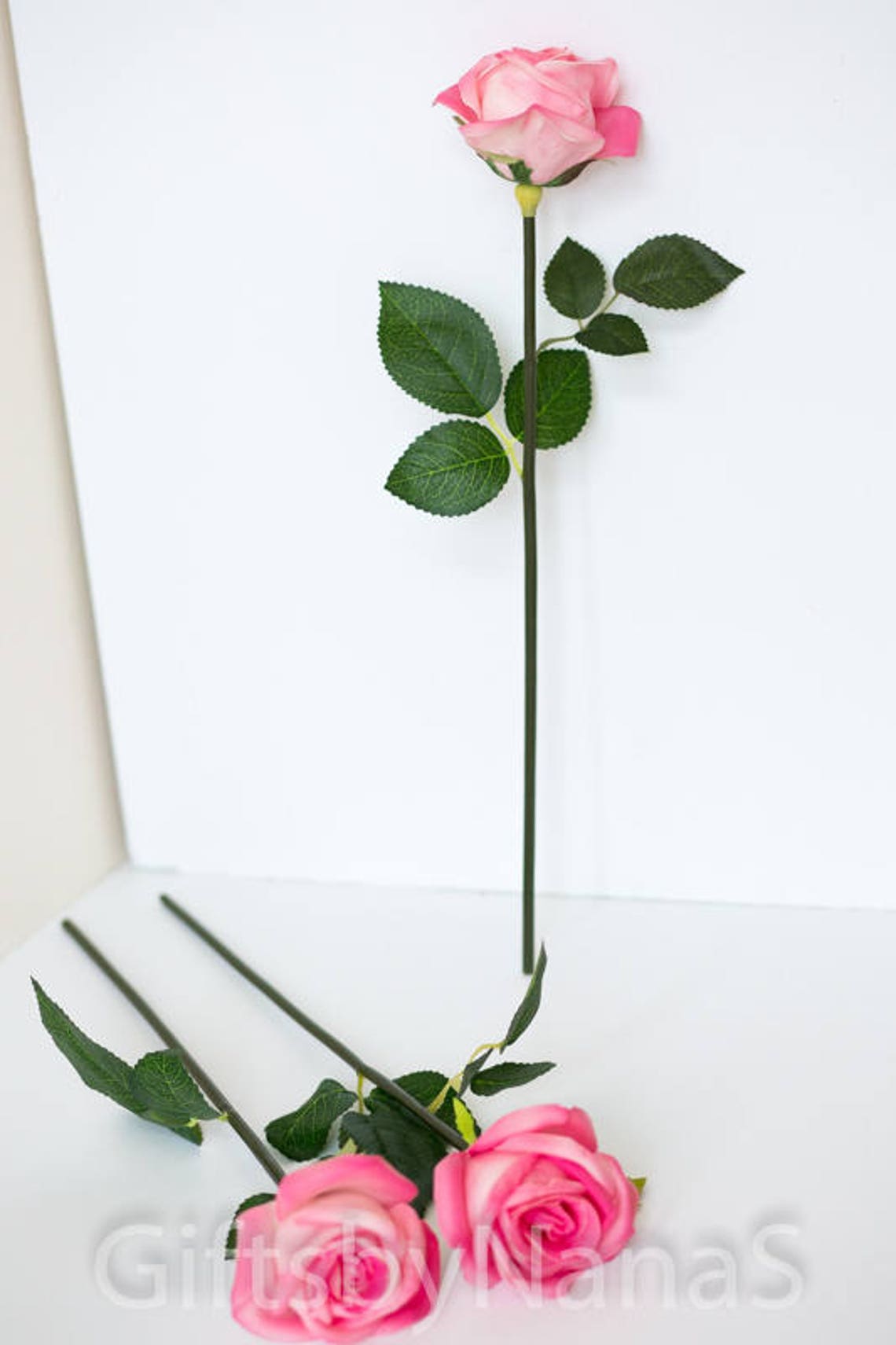 Pink Real Touch Flowers Hot Pink Real Touch Roses Silk Etsy