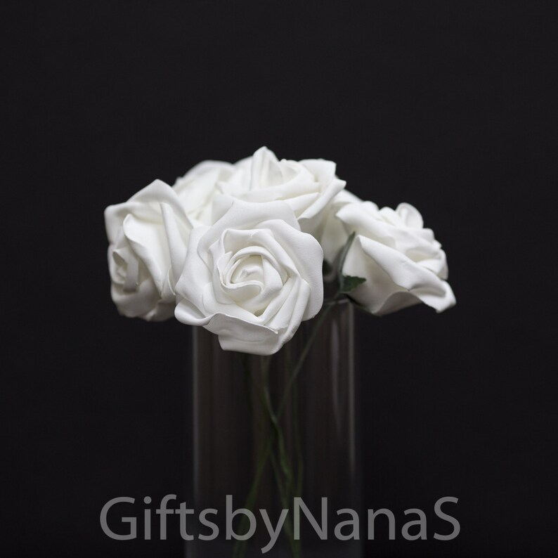 White Foam Roses Large White Roses Bulk Silk Flowers Cheap Etsy