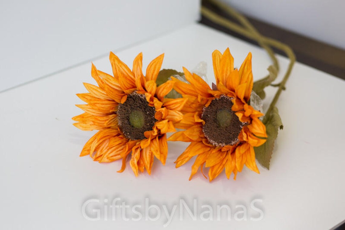 Silk Sunflowers Orange Sunflower Stems Sunflower Wedding Etsy