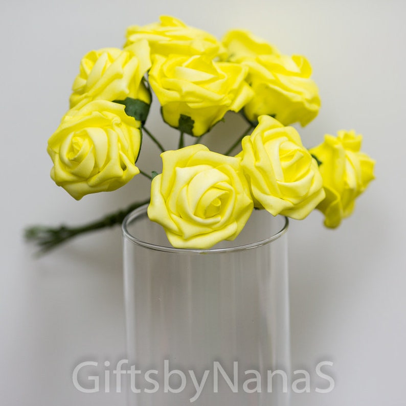 Yellow Foam Roses 36pc Foam Roses Real Touch Flowers Etsy