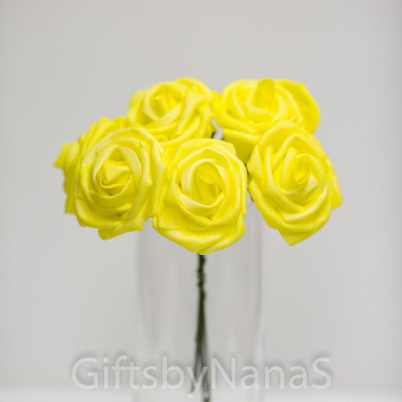 Yellow Foam Roses 36pc Foam Roses Real Touch Flowers Etsy
