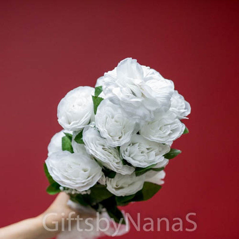 White Silk Flowers 24pc Silk Roses Bush Silk Flowers Bulk Etsy