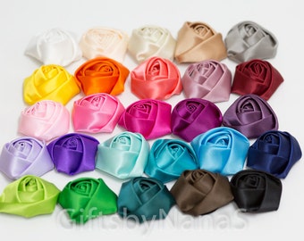 Roses en satin, 9pc, rosettes en satin, fleurs en satin, satin roulés roses, roses en satin pour mariage bandeau ou ceinture de mariage, décoration