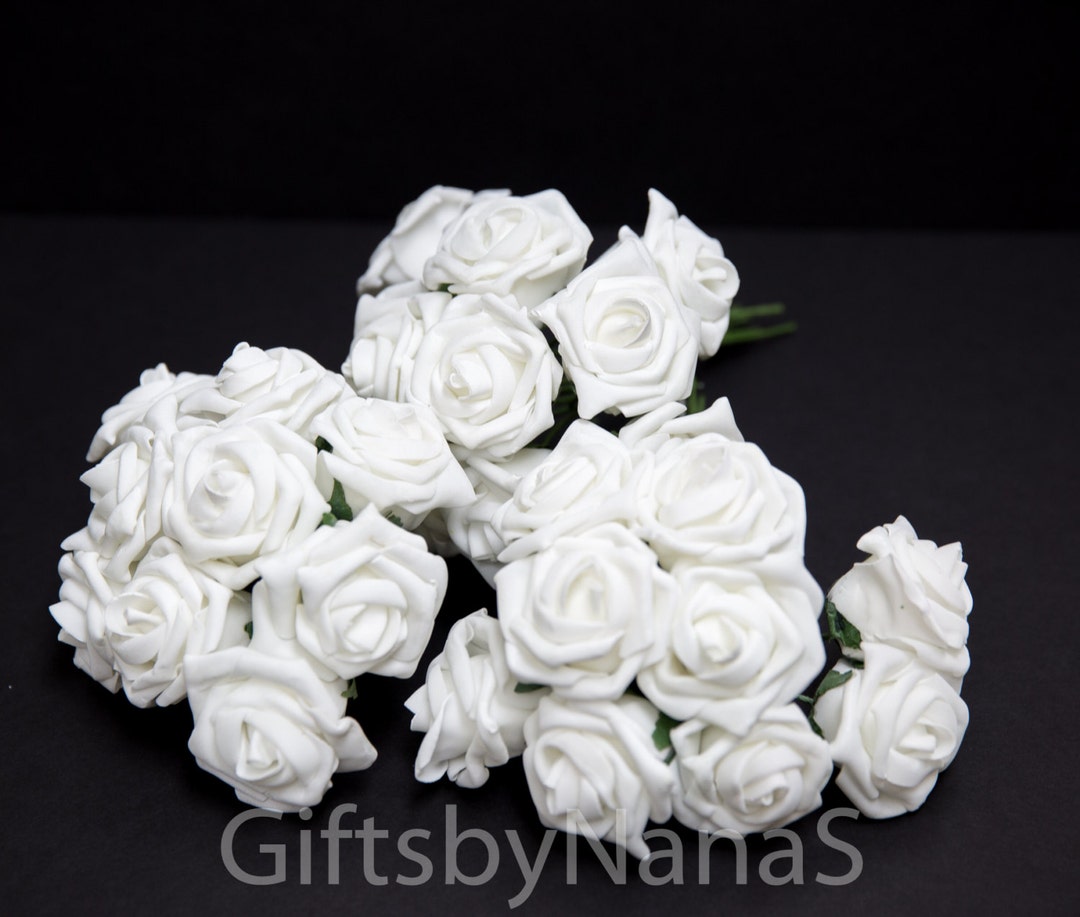 White Foam Roses, Large White Roses, Bulk Silk Flowers, Cheap Silk
