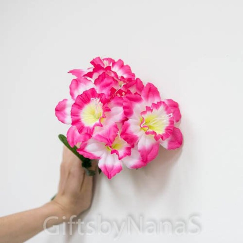 Hot Pink Daffodils 42pc Pink Silk Flowers Silk Daffodil Etsy