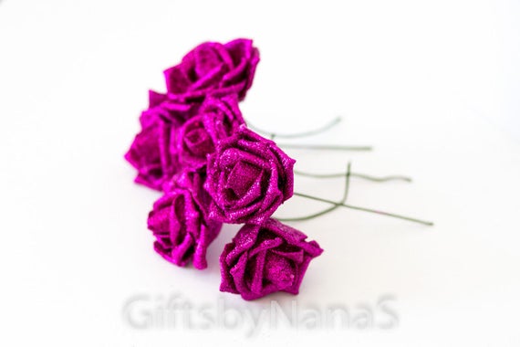 Deep Fuchsia Glitter Rose Bouquet 