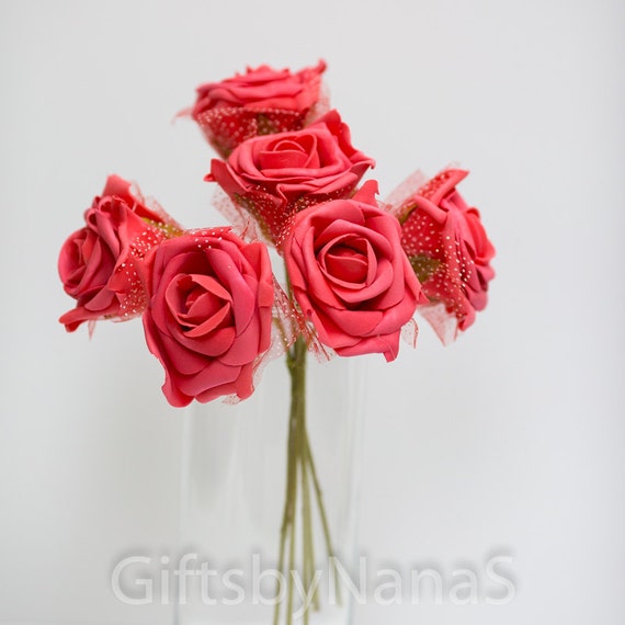 Rosas de espuma roja rosas rojas grandes flores de seda a - Etsy México