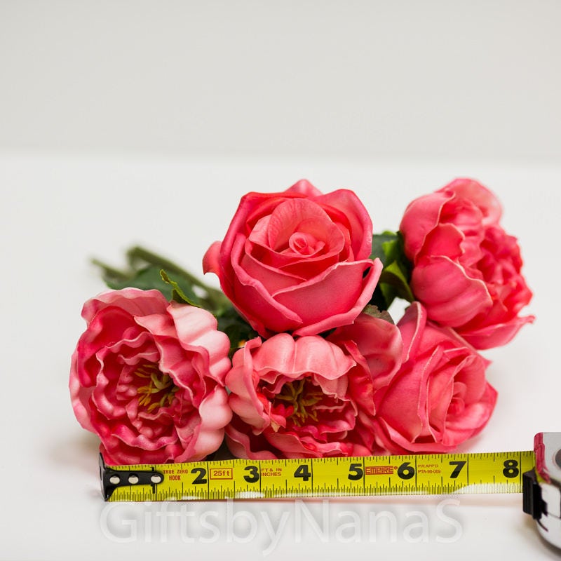 Hot Pink Peonies Real Touch Flowers Real Touch Roses and Etsy