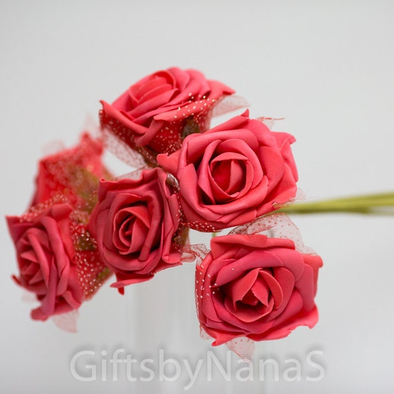 Roses en mousse rouge grandes roses rouges fleurs en soie en - Etsy France