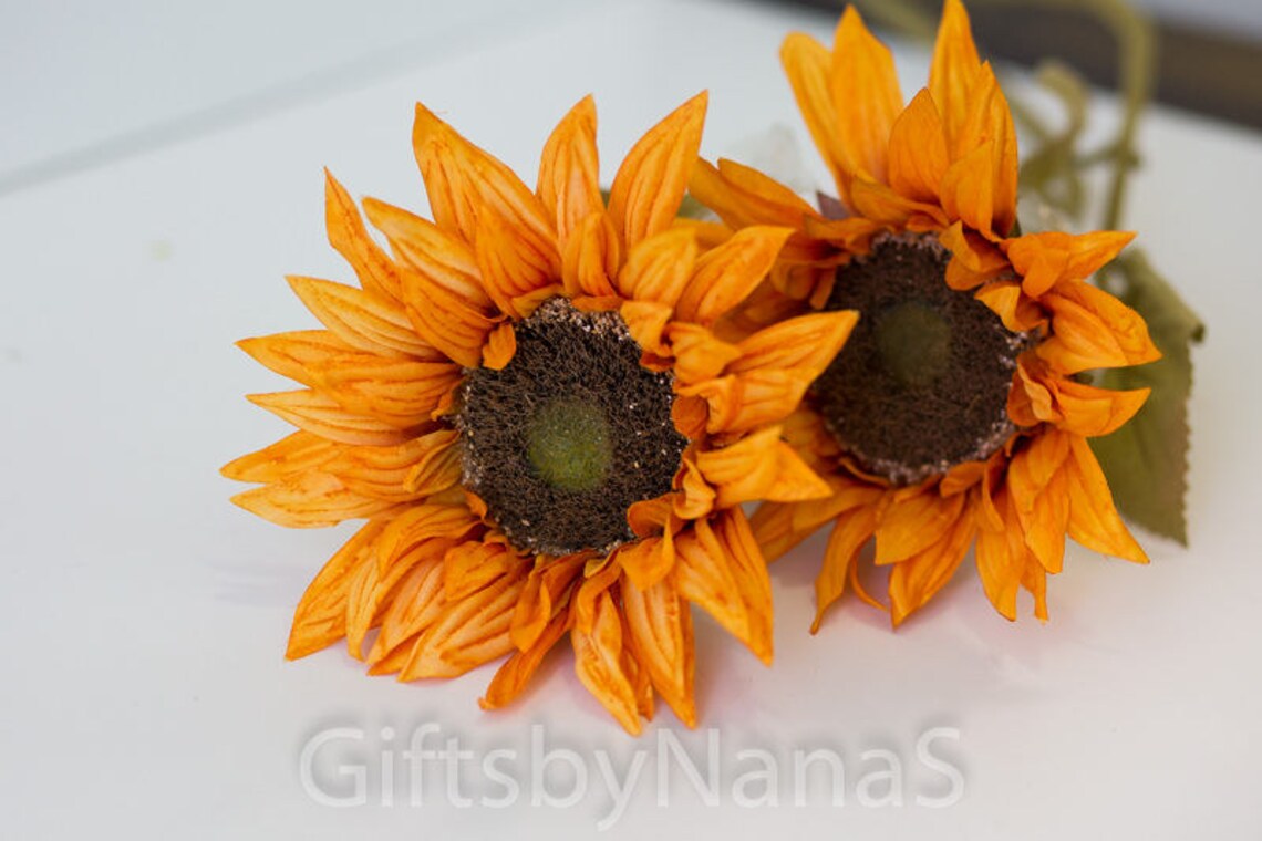 Silk Sunflowers Orange Sunflower Stems Sunflower Wedding Etsy