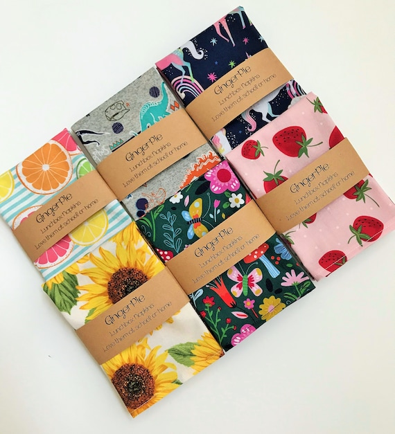 Lunchbox Napkins, PICK YOUR PRINTS, Kids Small Lunch Cotton Napkins, Set of 6