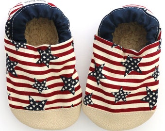 Old Navy Crib Shoes 6-12 12-18 18-24 MONTHS Stars Stripes FLAG July 4th RED BLUE