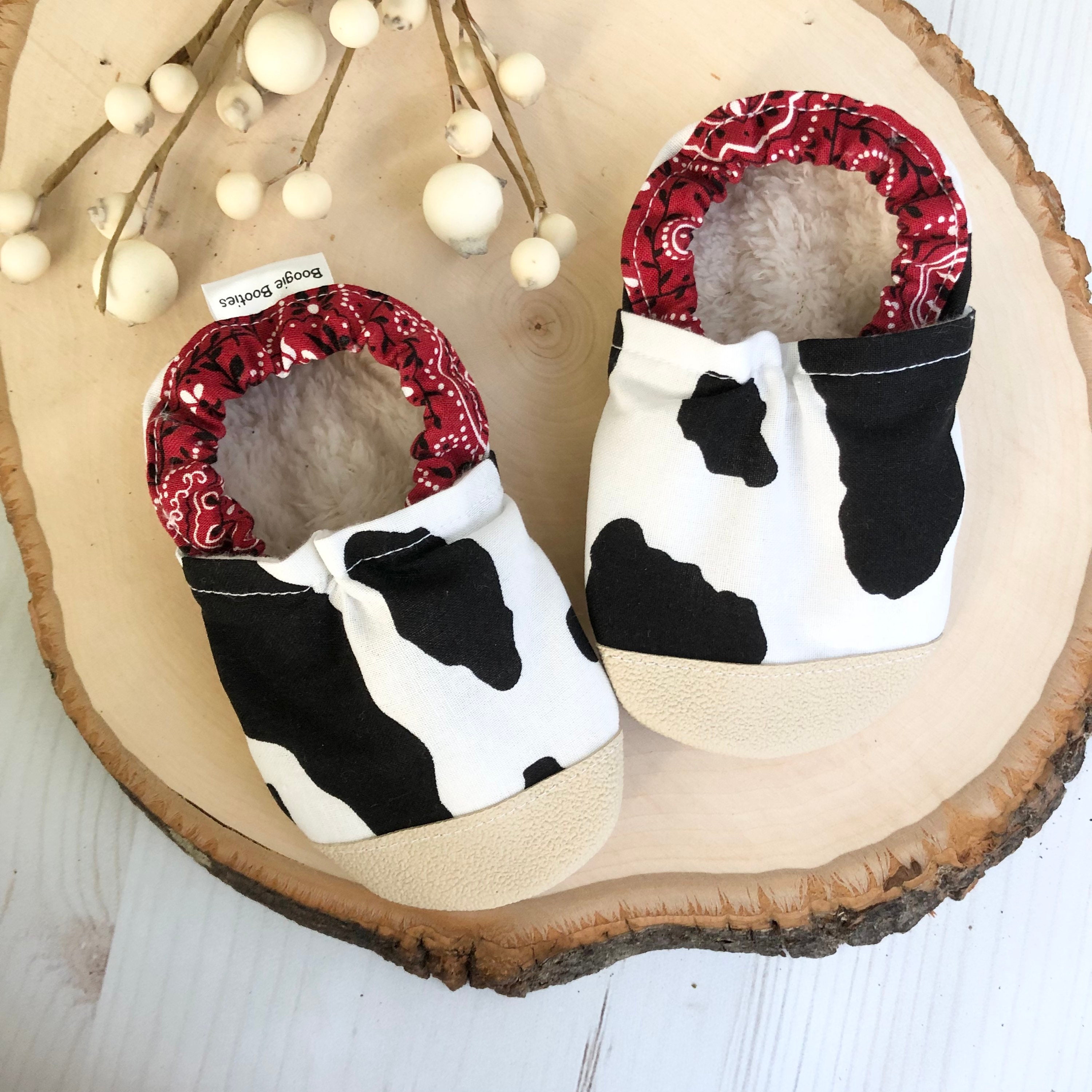 Baby Girls Boys Moo Cow Soft Soled Slip On Booties Blue 3-6 Months