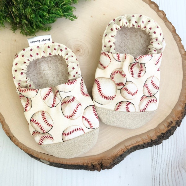 Baseball baby shoes sports baby booties soft sole shoes boy toddler shoes crib shoes boy baby shower gift baseball baby clothes baby mocs