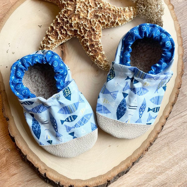 Ocean Fish Cartoon Pattern Baby Toddler White Hole Shoes main image 1
