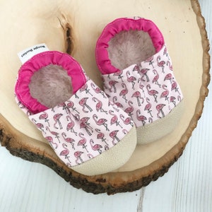 Flamingo Baby Shoes Girl Baby Booties Pink Soft Sole Shoes Flamingo