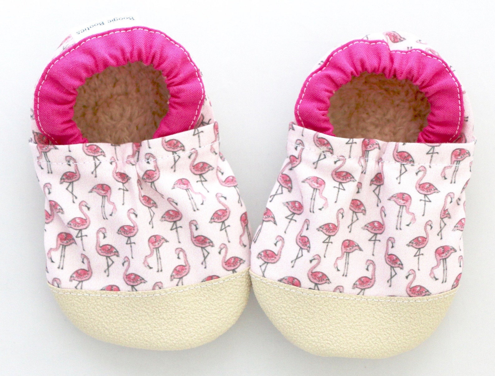 Flamingo baby shoes girl baby booties pink soft sole shoes | Etsy