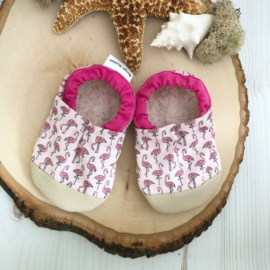 Flamingo Baby Shoes Girl Baby Booties Pink Soft Sole Shoes Flamingo