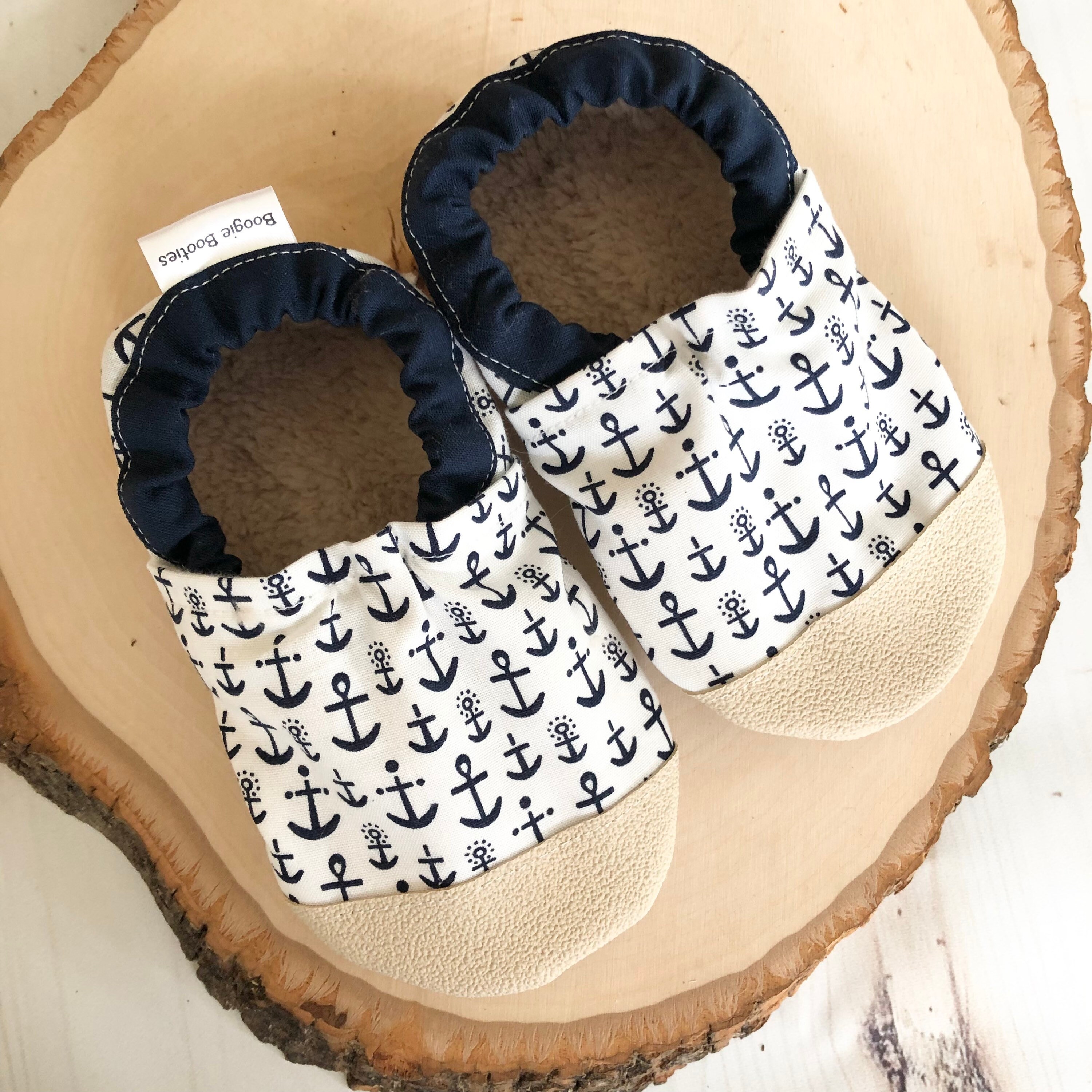 Anchor Baby Shoes Blue Baby Booties Boy Soft Sole Shoes Etsy