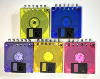 Upcycled Floppy Disk Journals - "cool fluorescent" colored 3.5" floppy disks