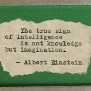 Inspirational Fridge Magnet: Albert Einstein.  Literary, Motivational Quotes.  Hand Typed, Hand made 2&quot;x3&quot; Fridge Magnet