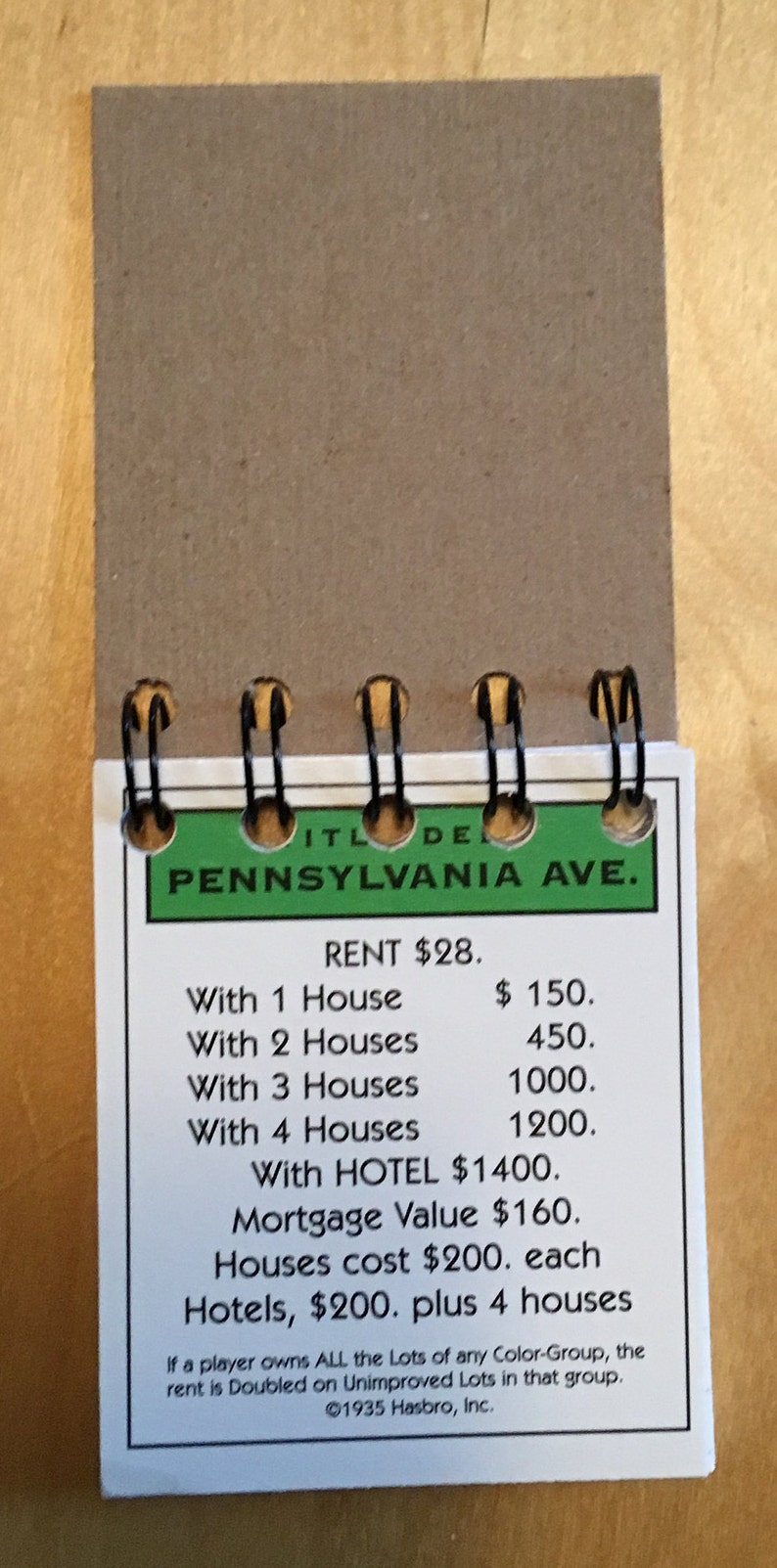 Monopoly Notepad Monopoly Property Card Mini Notebook, Journal, Notepad green - Etsy