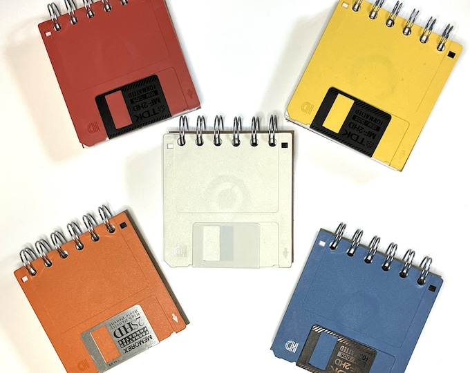 Upcycled 3.5" Floppy Disk Journals - matte colored floppy disks