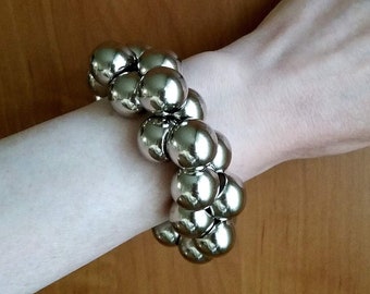 ヴィンテージ！Silver Chunky Bubble Cluster リング Chunky Silver Bubble Bracelet, Cluster Metalized Bead