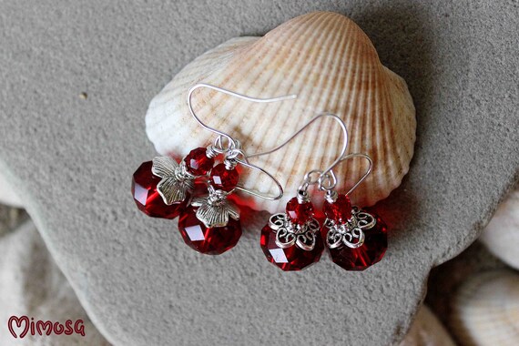 Orecchini Pavé Piazza - Cz Rubino Cristallo Rosso Placcato