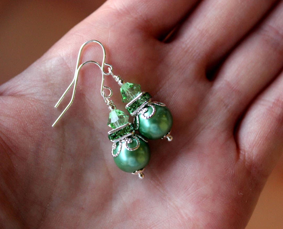 Beads Square Earring Green main image 0