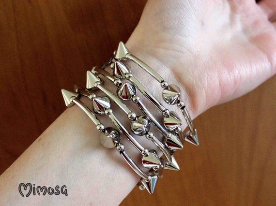 Spike Bracelet, Silver Spike Bracelet, Punk Spike Bracelet, Punk