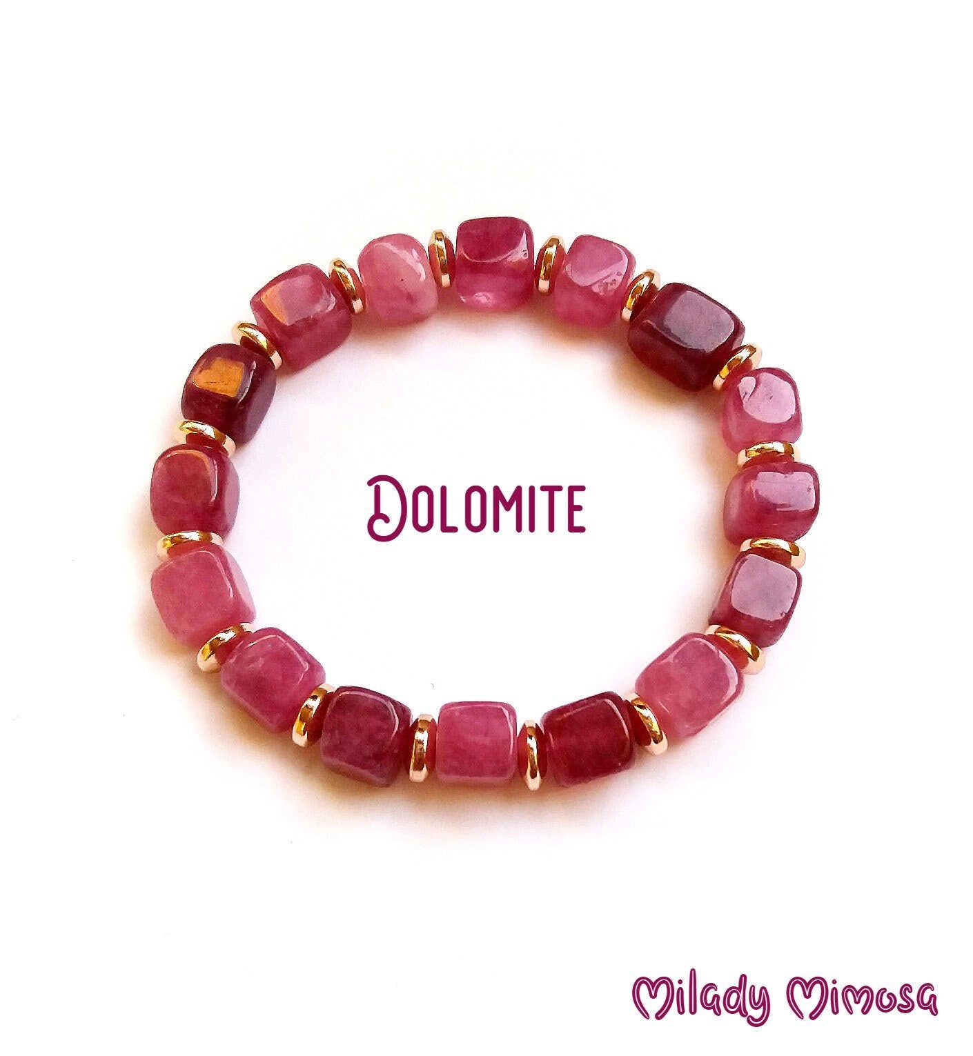 Dolomite and Hematite Bracelet, Woman Dolomite Jewelry, Ruby Red Gemstone Bracelet, Chakra Healing Energy Bracelet, Birthstone Bracelet