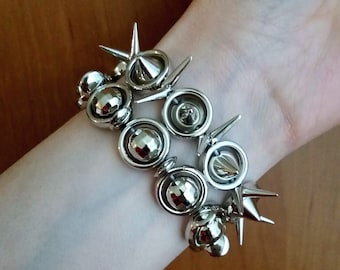 Punk Spike Bracelet, Disco Ball Bracelet, Silver Spike Bracelet, Punk Rock Bracelet, Gothic Bracelet, Gothic Jewelry, Grunge Spiky Bracelet