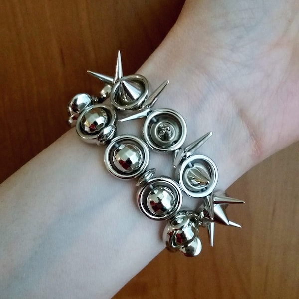 Punk Spike Bracelet, Disco Ball Bracelet, Silver Spike Bracelet, Punk Rock Bracelet, Gothic Bracelet, Gothic Jewelry, Grunge Spiky Bracelet