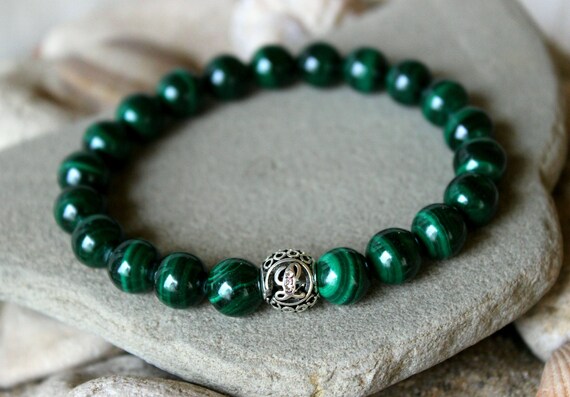 BRACCIALE IN MALACHITE NATURALE - Trasformazione e Introspezione