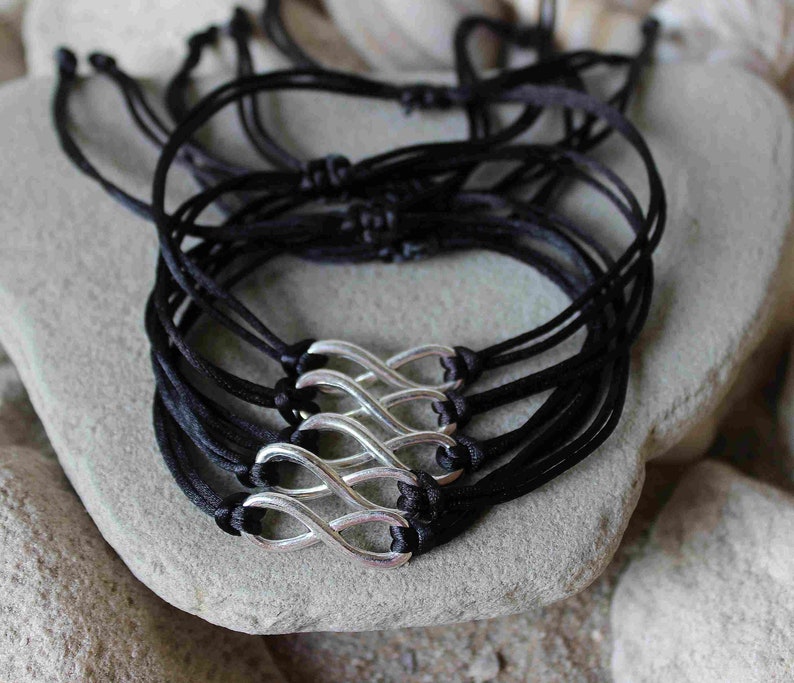 Infinity Red Black String Bracelet, Eternity Endless Friendship