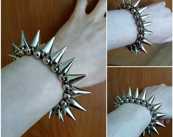 Punk Spike Bracelet, Punk Rock Bracelet, Silver Spike Bracelet, Gothic Bracelet, Gothic Jewelry, Punk Rock Bracelet Stud Spike Goth Bracelet
