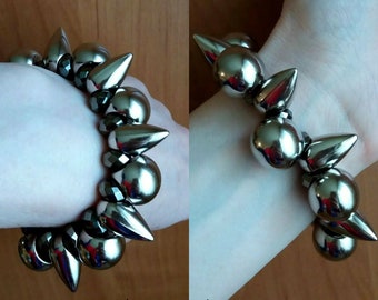 Punk Rock Bracelet, Punk Spike Bracelet, Gothic Metallic Shine Bracelet, Gothic Spike Thorn Jewelry, Rocker Spiked Bracelet, Gift for Her