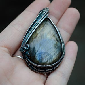 Labradorite Silver Wire-wrapped Pendant