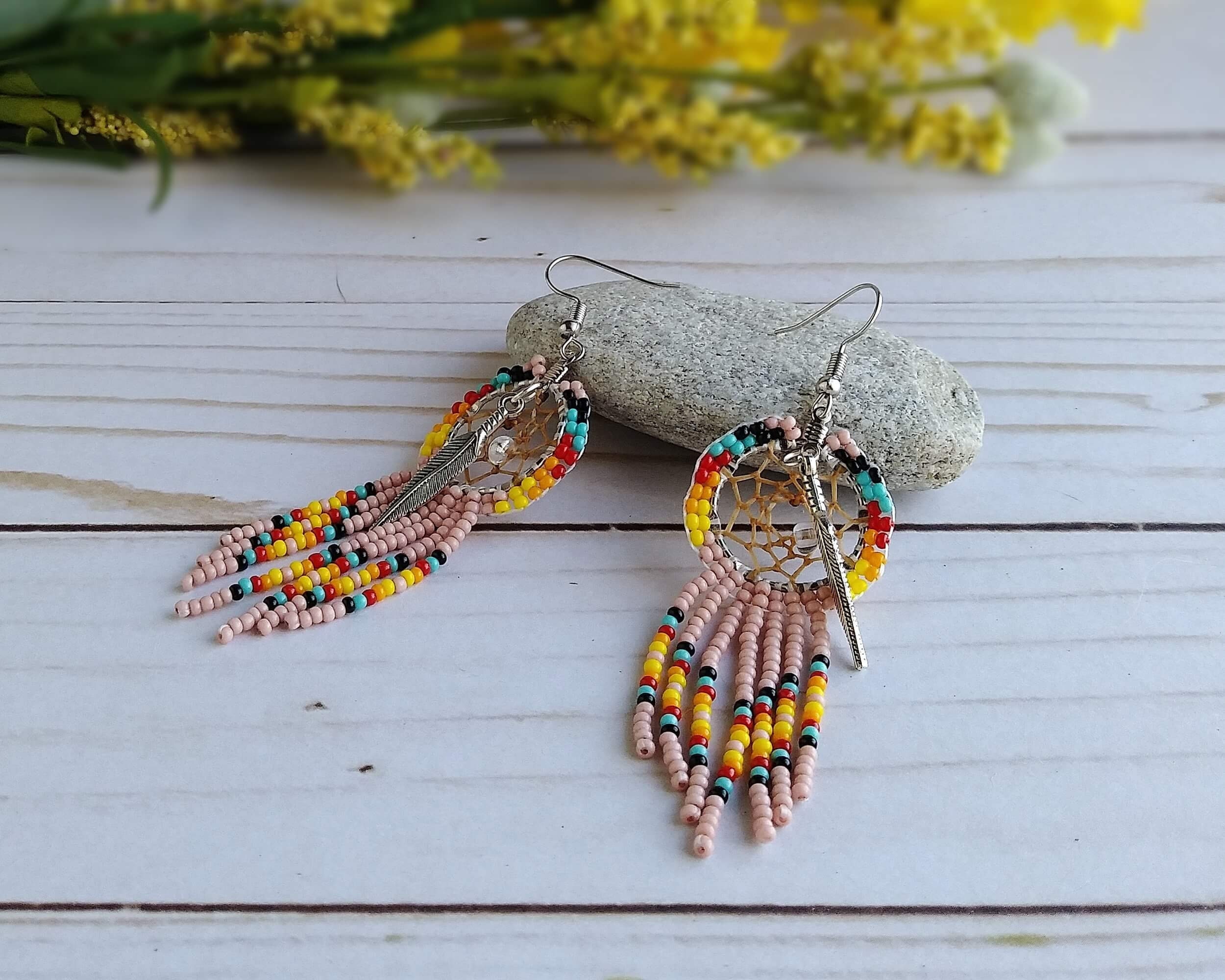 Native American Silver Dream Catcher Earrings - Rawhide Gifts and Gallery