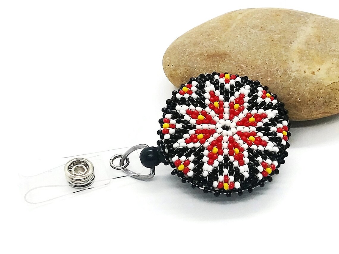 Fun Flower Designer Beaded Retractable Badge Reel with Native Etsy