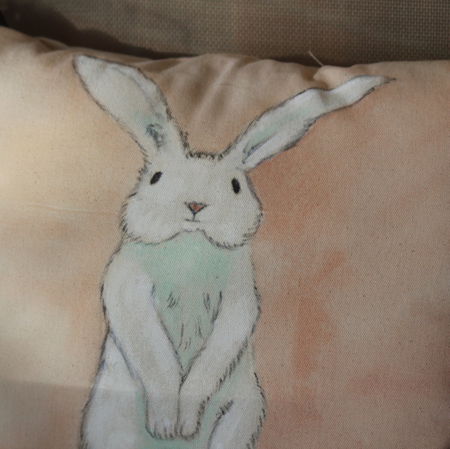 Hand Painted White Bunny Pillow or Pillow Cover Easter Decor Etsy