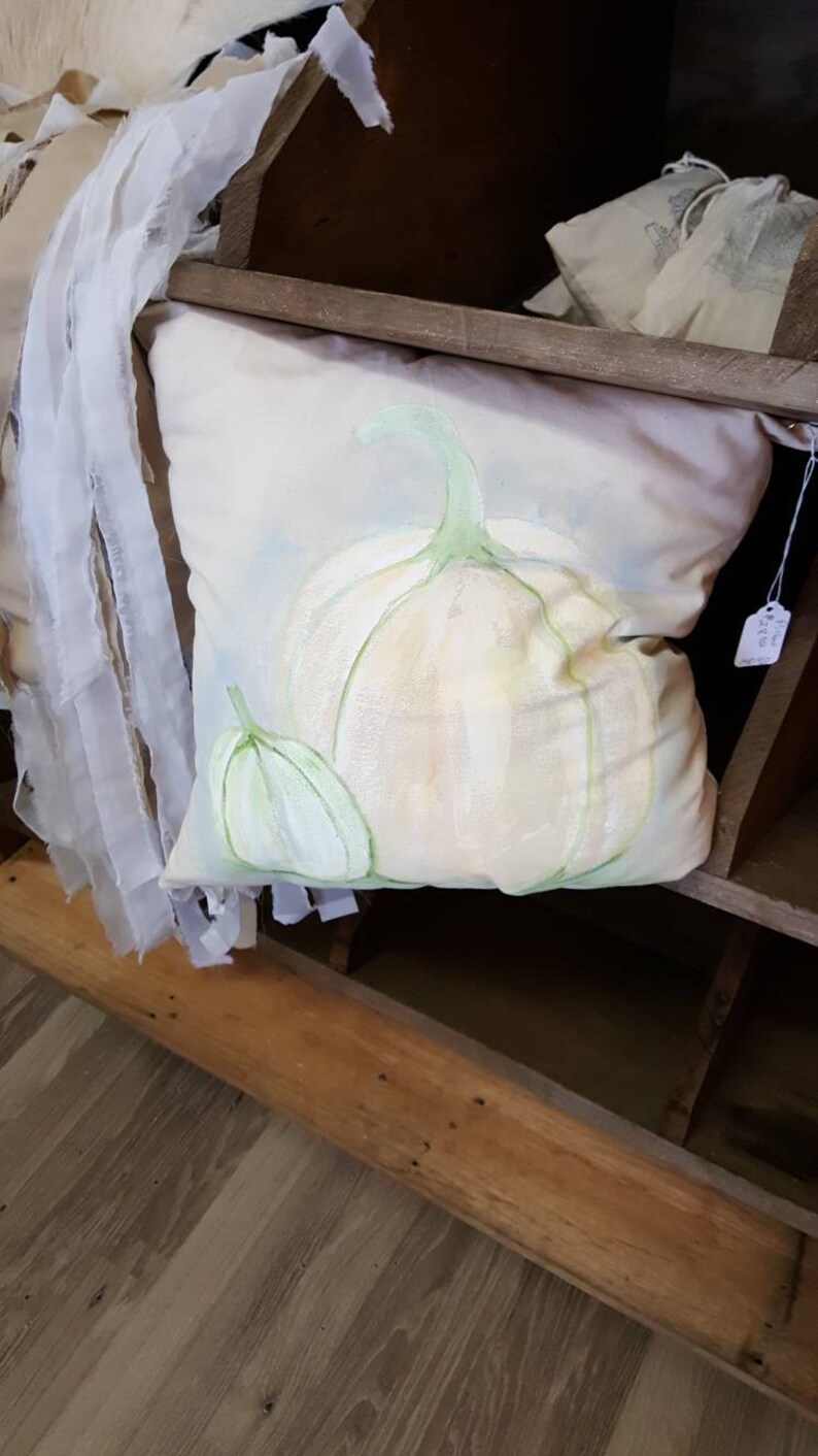 Hand Painted Pumpkin Pillow Cover With Zipper Rustic Etsy