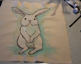 Hand Painted Bunny Pillow Cover