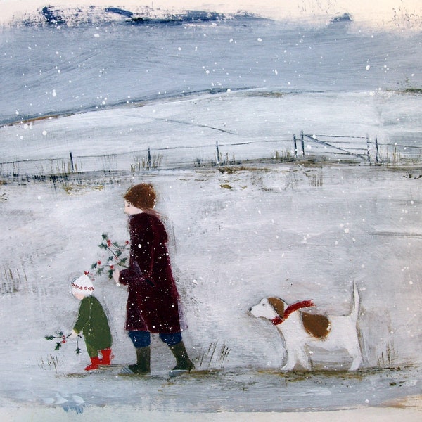 Family Christmas Walk Print, Signed Limited Edition Art