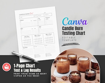 Candle Burn Testing Chart: Small Business Tool (Editable Canva Template)