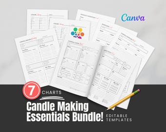 Candle Making Charts: Business Tools, Recipe Logs (Editable Canva Templates)