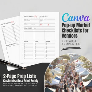 Vendor Craft Show Planner | Pop-Up Market Checklist | Small Business To-Do List | Digital Print-Ready Download | Editable Canva Template